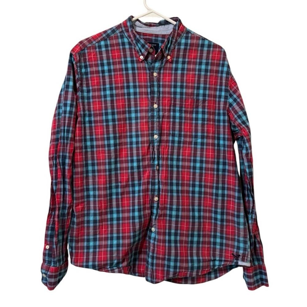 American Eagle Outfitters Mens Prep Fit Long Sleeve Button Down Shirt Size Large
